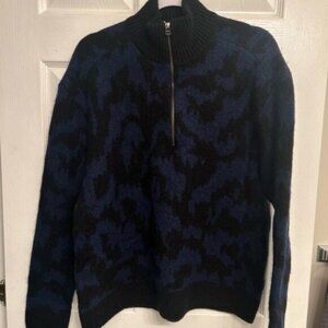 Edwin Men's Blue and Black Knit Wool Blend Sweater